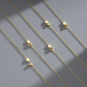 3D S925 Sterling Silver Heart Initial Necklace - Metis Grace