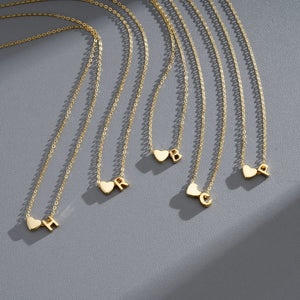 3D S925 Sterling Silver Heart Initial Necklace - Metis Grace