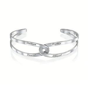 Custom Engraved Open Bangle in S925 Sterling Silver - Metis Grace