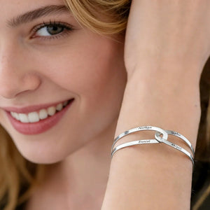 Custom Engraved Open Bangle in S925 Sterling Silver - Metis Grace