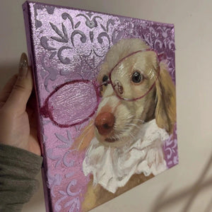Custom Hand-Painted Pet Portrait – Square Canvas | Textured Color Background - Metis Grace