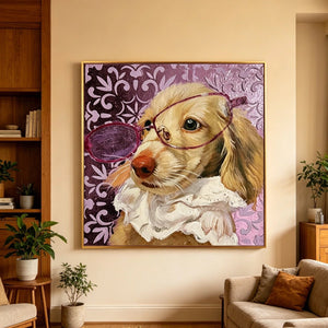 Custom Hand-Painted Pet Portrait – Square Canvas | Textured Color Background - Metis Grace