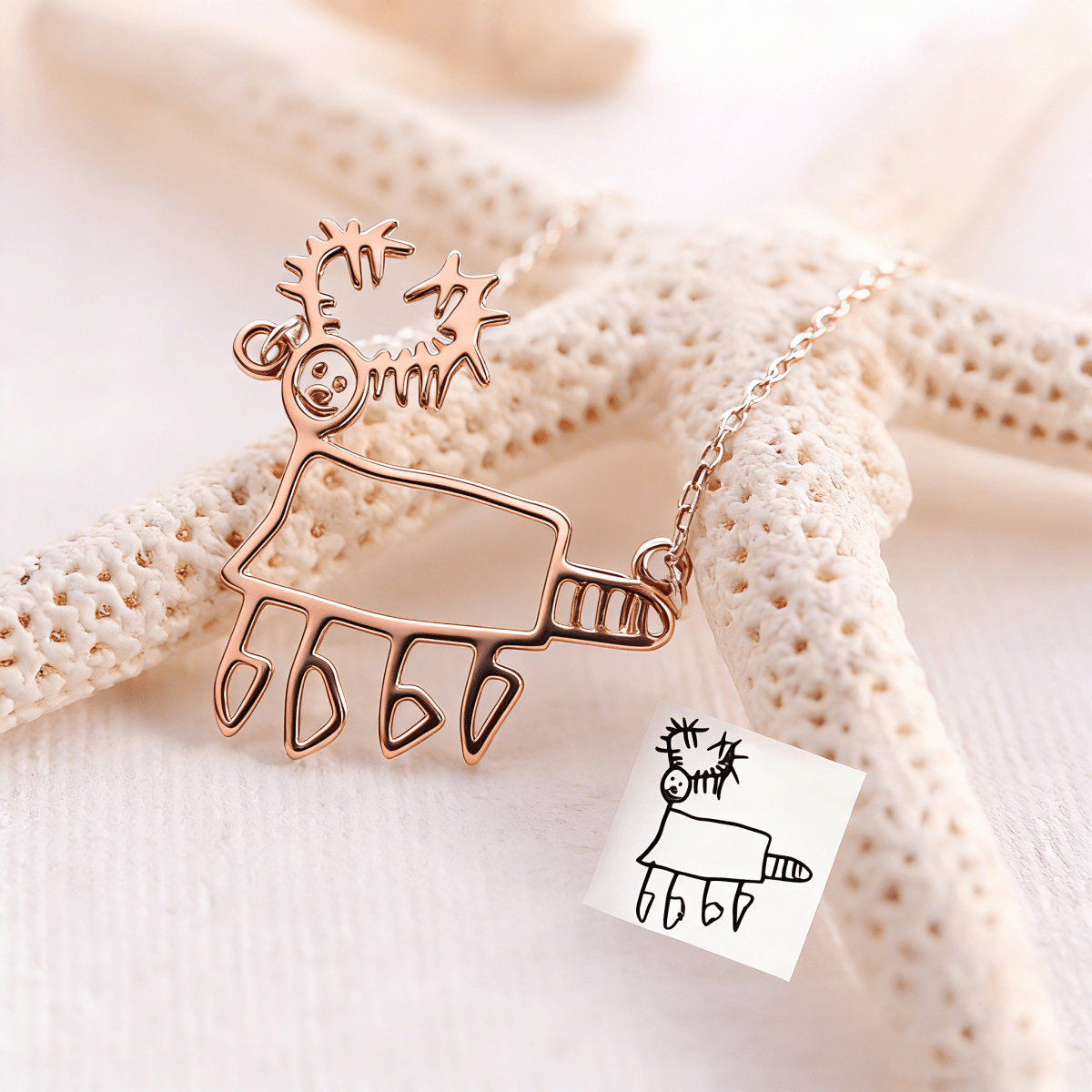 Custom Kids Drawing Necklace in S925 Sterling Silver - Metis Grace