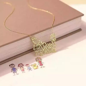 Custom Kids Drawing Necklace in S925 Sterling Silver - Metis Grace
