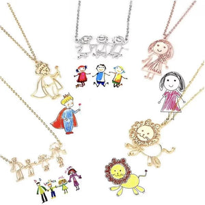 Custom Kids Drawing Necklace in S925 Sterling Silver - Metis Grace