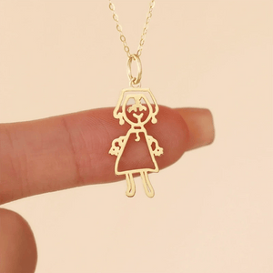 Custom Kids Drawing Necklace in S925 Sterling Silver - Metis Grace