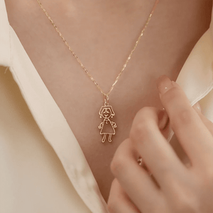 Custom Kids Drawing Necklace in S925 Sterling Silver - Metis Grace