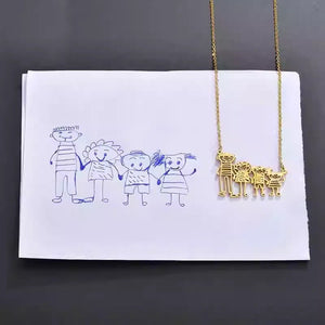 Custom Kids Drawing Necklace in S925 Sterling Silver - Metis Grace