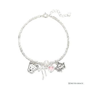Custom Multi Pet Bracelet – Heart & Bow Sterling Silver - Metis Grace