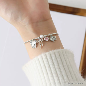 Custom Multi Pet Bracelet – Heart & Bow Sterling Silver - Metis Grace