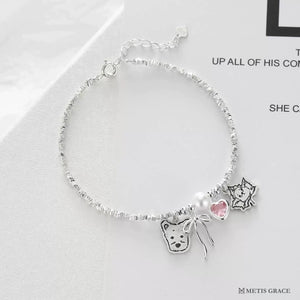 Custom Multi Pet Bracelet – Heart & Bow Sterling Silver - Metis Grace