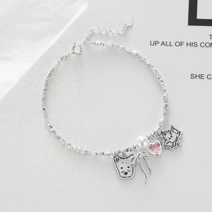 Custom Multi Pet Bracelet – Heart & Bow Sterling Silver - Metis Grace