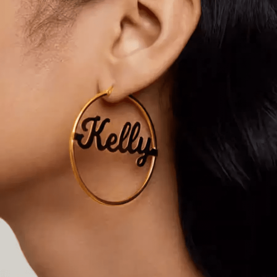 Custom Name Hoop Earrings in S925 Sterling Silver - Metis Grace