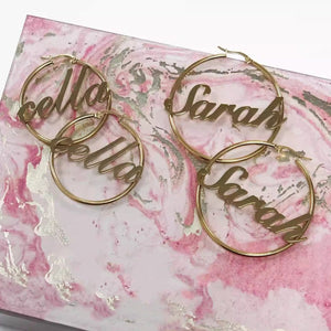 Custom Name Hoop Earrings in S925 Sterling Silver - Metis Grace