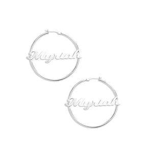 Custom Name Hoop Earrings in S925 Sterling Silver - Metis Grace