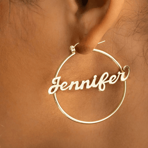 Custom Name Hoop Earrings in S925 Sterling Silver - Metis Grace