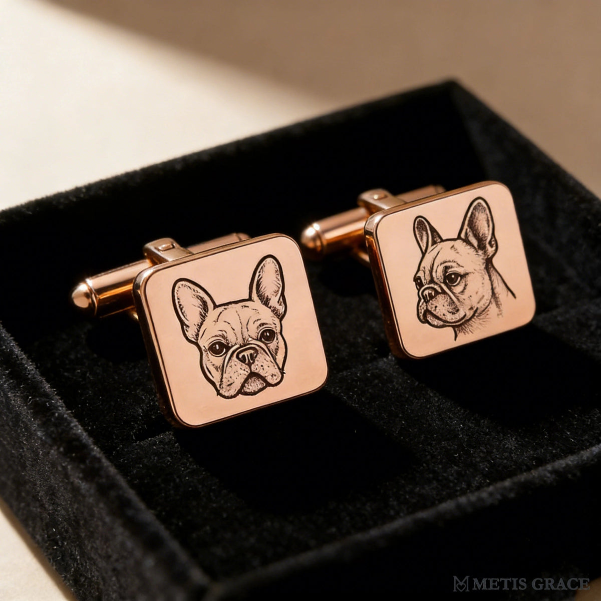 Custom Pet Photo Engraved Square Cufflinks - Metis Grace