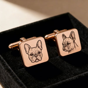 Custom Pet Photo Engraved Square Cufflinks - Metis Grace