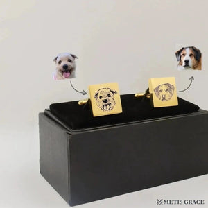 Custom Pet Photo Engraved Square Cufflinks - Metis Grace