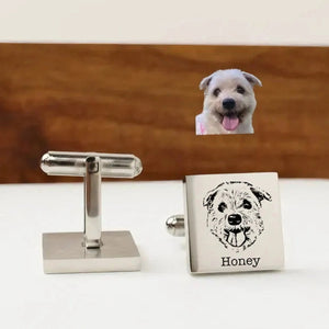 Custom Pet Photo Engraved Square Cufflinks - Metis Grace