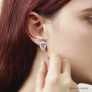 Custom Pet Photo & Name Oval Stud Earrings - Metis Grace