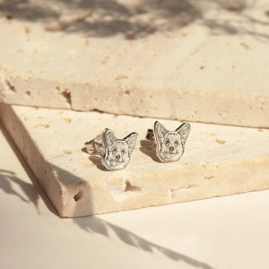Custom Pet Portrait Outline Stud Earrings - Metis Grace