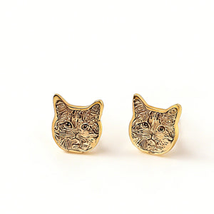 Custom Pet Portrait Outline Stud Earrings - Metis Grace