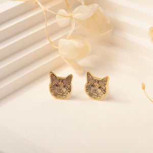 Custom Pet Portrait Outline Stud Earrings - Metis Grace