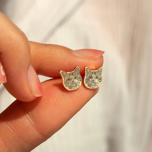 Custom Pet Portrait Outline Stud Earrings - Metis Grace