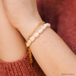 Custom S925 Silver Paperclip Birth Flower Bracelet - Metis Grace