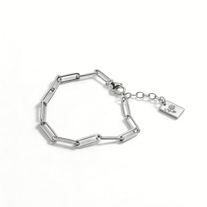 Custom S925 Silver Paperclip Birth Flower Bracelet - Metis Grace