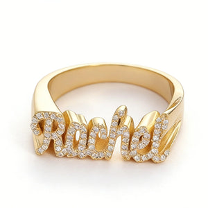 S925 3D Custom Name Ring with Diamond - Metis Grace