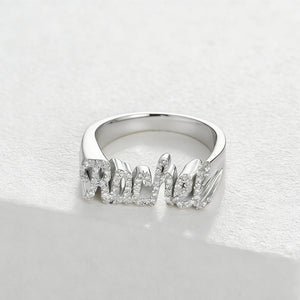 S925 3D Custom Name Ring with Diamond - Metis Grace