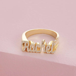 S925 3D Custom Name Ring with Diamond - Metis Grace