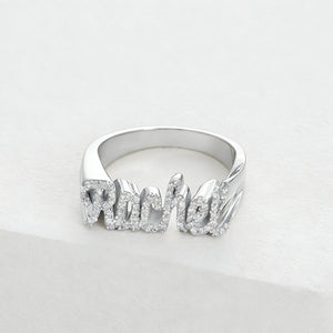 S925 3D Custom Name Ring with Diamond - Metis Grace