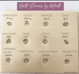 S925 Birth Flower Disc Necklace - Custom Engraved - Metis Grace