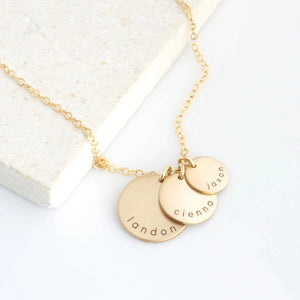 S925 Personalized Layered Disc Necklace with 1–3 Names - Metis Grace