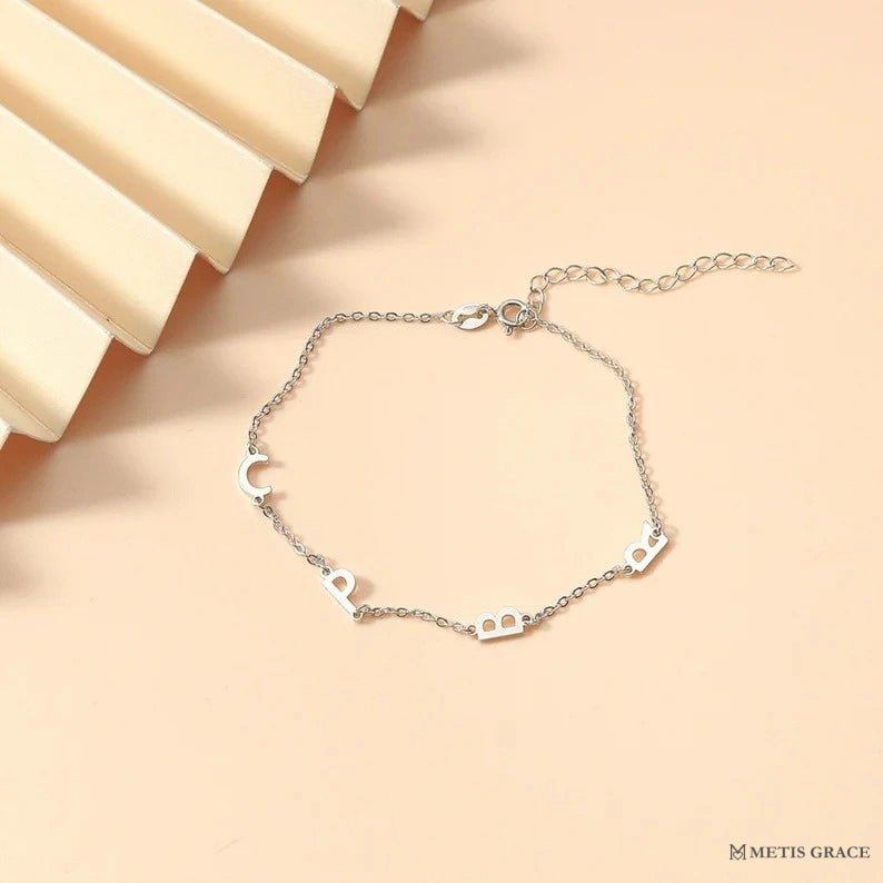 S925 Sterling Silver Alphabet Bracelet – Custom Letter Jewelry - Metis Grace