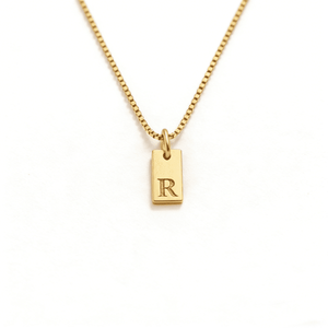 S925 Sterling Silver Alphabet Square Pendant Necklace - Metis Grace