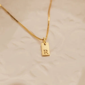 S925 Sterling Silver Alphabet Square Pendant Necklace - Metis Grace
