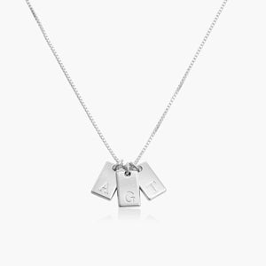 S925 Sterling Silver Alphabet Square Pendant Necklace - Metis Grace