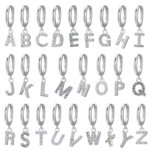 S925 Sterling Silver A–Z Letter Hoop Earrings - Metis Grace