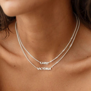 S925 Sterling Silver Cuban Chain Name Pendant Necklace - Metis Grace