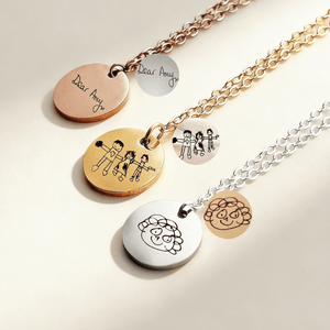S925 Sterling Silver Custom Kids Drawing Disc Necklace - Metis Grace