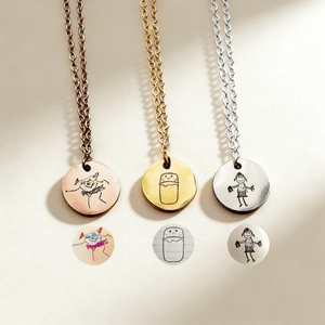 S925 Sterling Silver Custom Kids Drawing Disc Necklace - Metis Grace