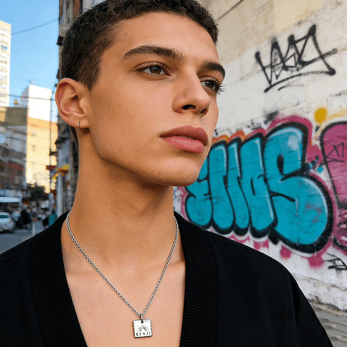 S925 Sterling Silver Custom Name Square Pendant Necklace - Metis Grace