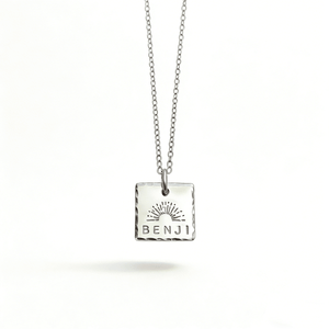 S925 Sterling Silver Custom Name Square Pendant Necklace - Metis Grace