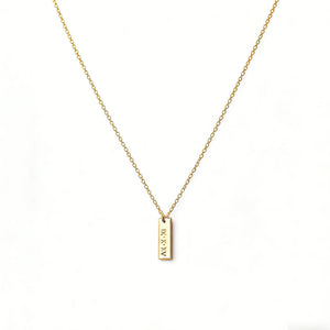 S925 Sterling Silver Engraved Rectangle Necklace - Metis Grace