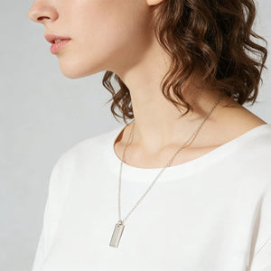 S925 Sterling Silver Engraved Rectangle Necklace - Metis Grace