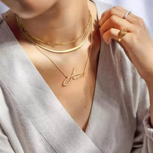 S925 Sterling Silver Initial Name Necklace with CZ Accent - Metis Grace